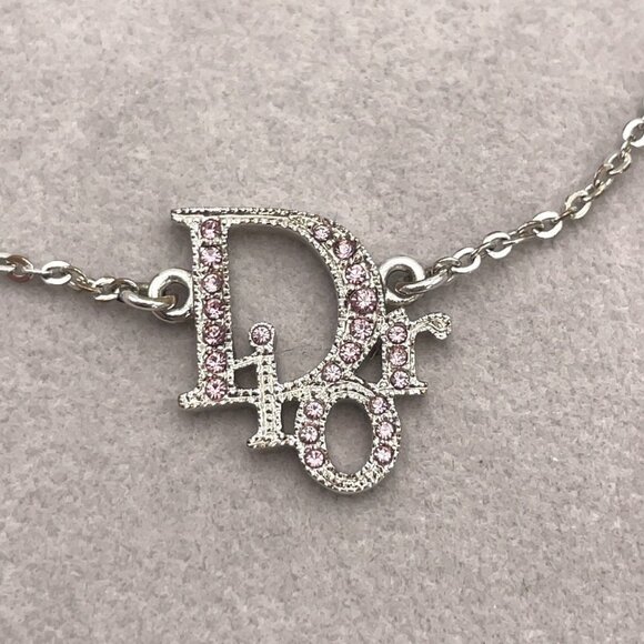 Auth Christian Dior CD Logo Pink Rhinestones SV Bracelet - Picture 6 of 10